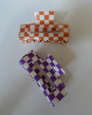 Block Check Square Hair Clip