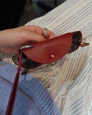 Half-moon leather eyeglass holder