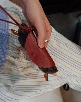 Half-moon leather eyeglass holder
