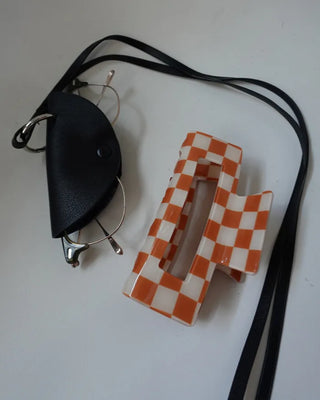 Block Check Square Hair Clip