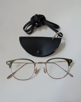 Half-moon leather eyeglass holder