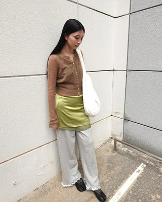 Satin mini skirt