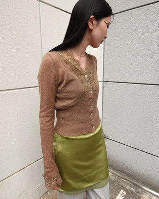 Satin mini skirt