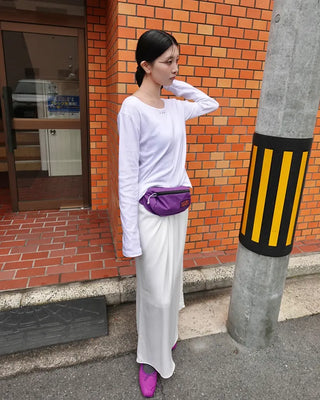 Suede ribbon flat shoes