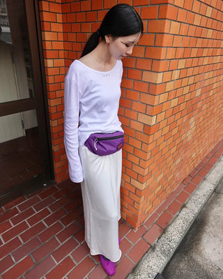 Suede ribbon flat shoes
