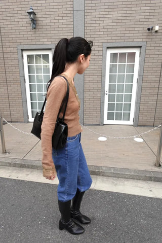 Lace-point V-neck cardigan
