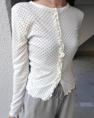 Polka Dot Frill Cardigan