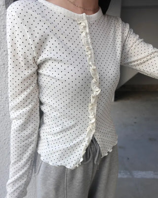 Polka Dot Frill Cardigan