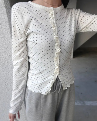 Polka Dot Frill Cardigan
