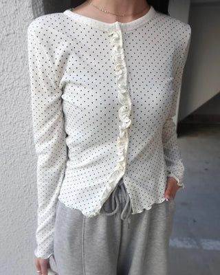 Polka Dot Frill Cardigan