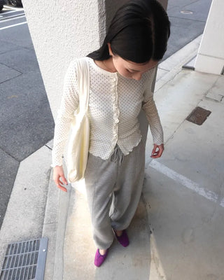 Polka Dot Frill Cardigan