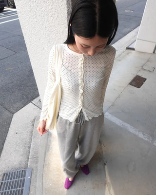 Polka Dot Frill Cardigan