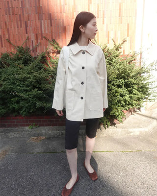 Square pocket single half trench coat