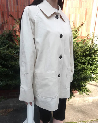 Square pocket single half trench coat