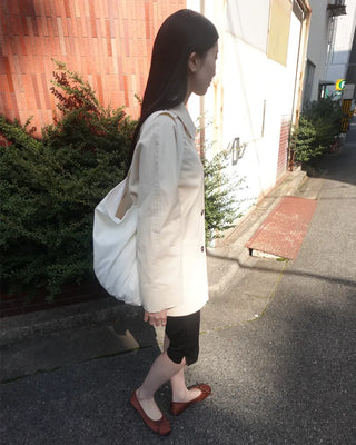 Square pocket single half trench coat