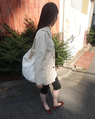 Square pocket single half trench coat