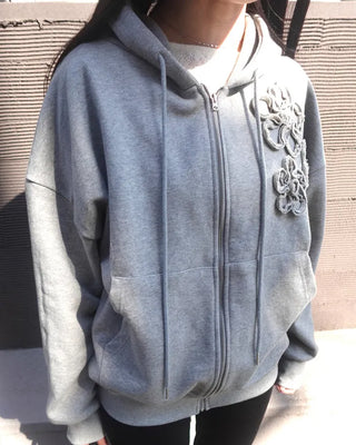 Flower Patch Hooded Zip-Up Hoodie
