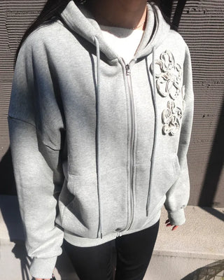 Flower Patch Hooded Zip-Up Hoodie