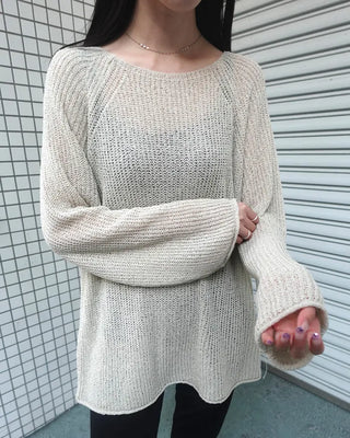 Boat neck raglan knit