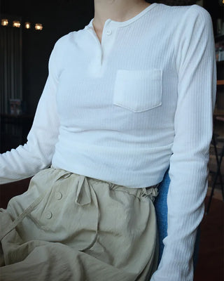 Ribbed Shirring Knit T-Shirt