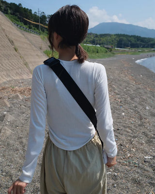 Ribbed Shirring Knit T-Shirt