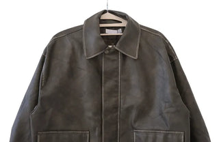 Washed leather hoodie