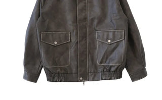 Washed leather hoodie