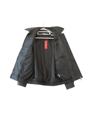 Washed leather hoodie