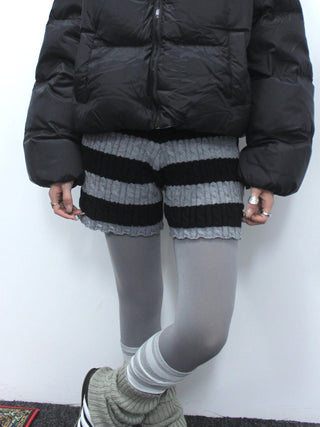 Textured Stripe Knit Shorts Women Stretch Slim Fit Color Block