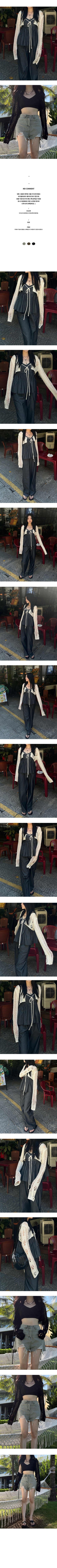 Ribbon Net Crop Bolero Cardigan