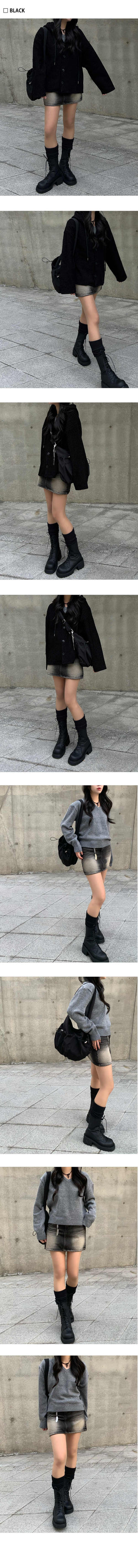 Washed denim mini skirt