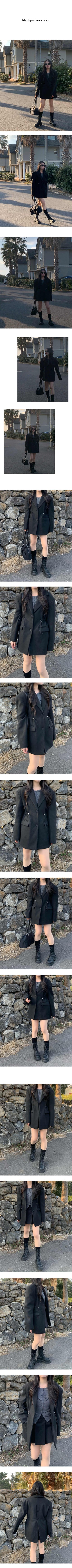 [unisex] Oversized wool string slit jacket
