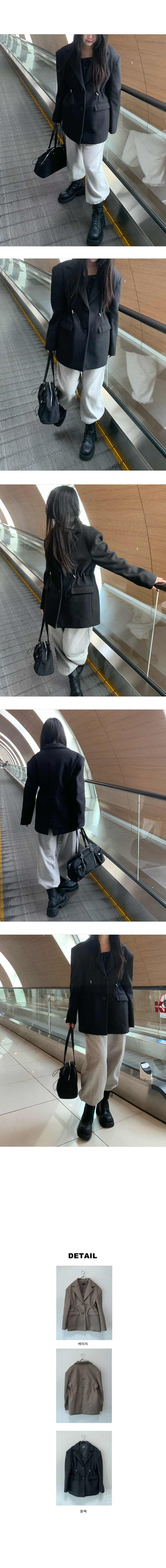 [unisex] Oversized wool string slit jacket