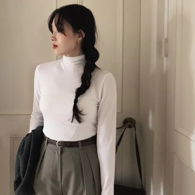 (Slim Fit/Basic Fit) Turtleneck T-Shirt - 7 Colors