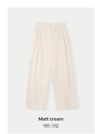 Wide cotton slacks with pleats