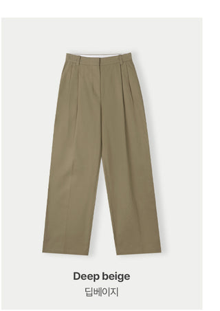 Wide cotton slacks with pleats