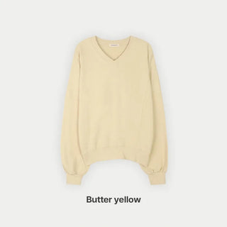 (6 colors) Slim Slit Pattern V-Neck Sweatshirt