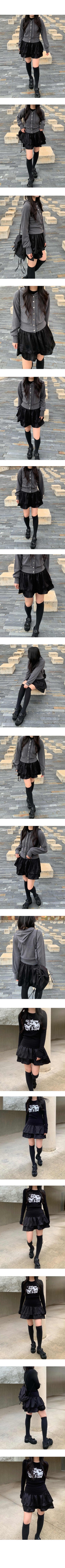 Frilled flared mini skirt