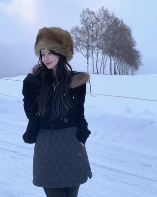 Velvet fur parka