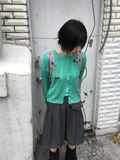 (4 colors) Perforated Knit Cardigan