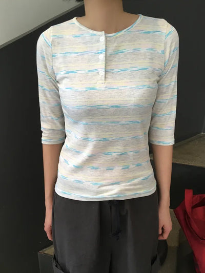 (2 colors) Striped T-shirt