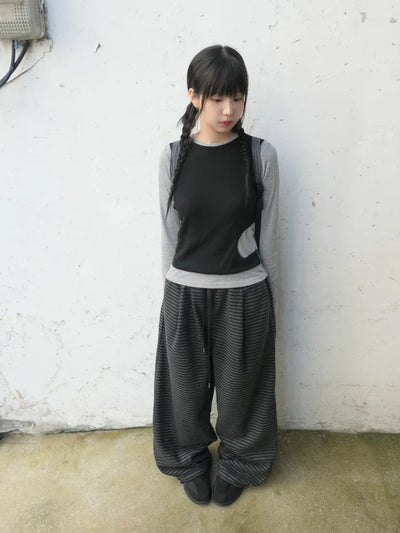 (2 colors) Layered T-shirt