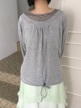 (2 colors) Shirred T-shirt