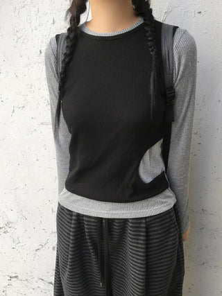 (2 colors) Layered T-shirt