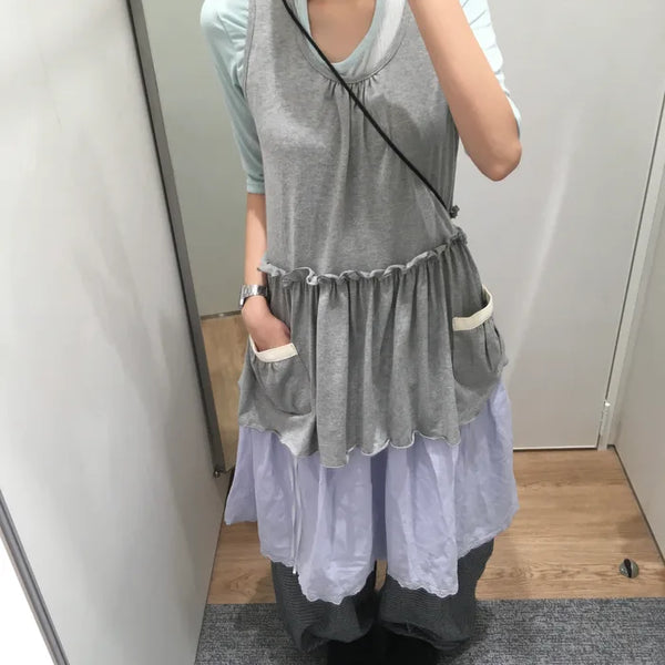 [2 colors] Pocket Long Sleeveless