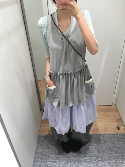 [2 colors] Pocket Long Sleeveless