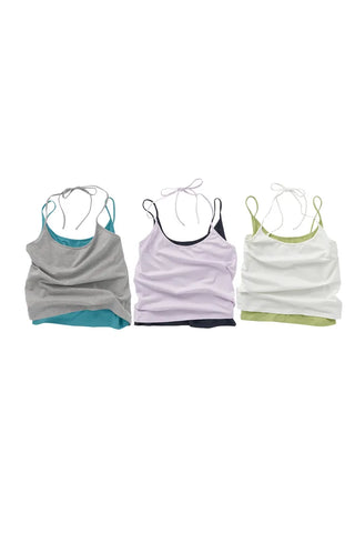 [3 colors] Halter Layered Sleeveless Top