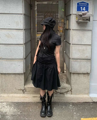 [3 colors] Button-up flared midi skirt