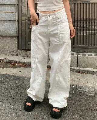 [3 colors] Wide-leg pants with pocket detailing