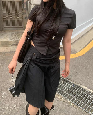 [4 colors] Light Color Crop Shirt